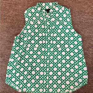 Ann Taylor Green and White Patterned Blouse